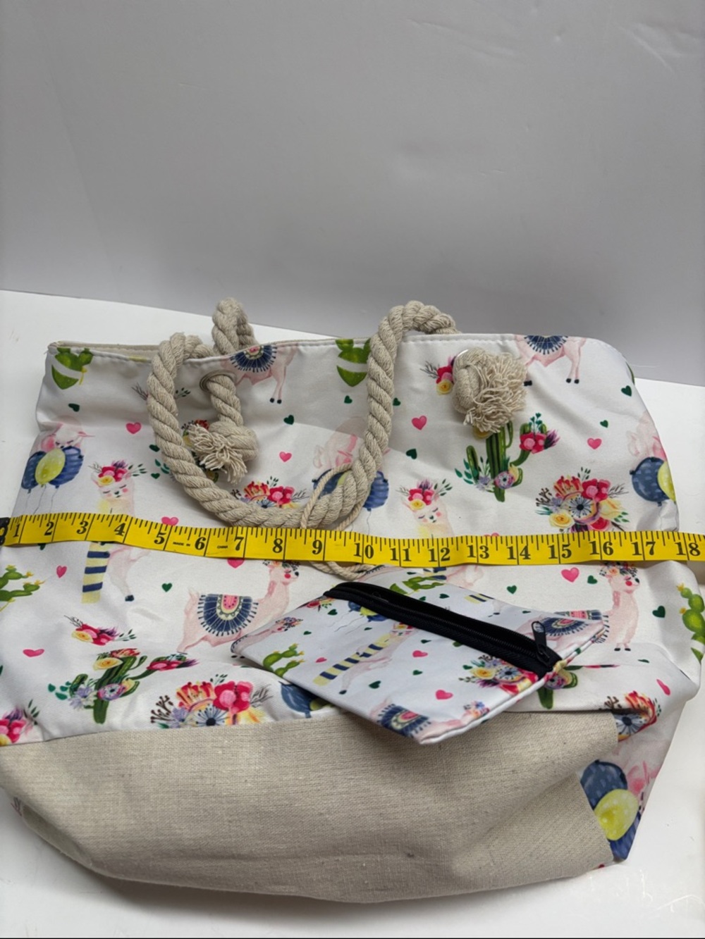 Llama Beach Bag with Coin Purse - Picture 5 of 6